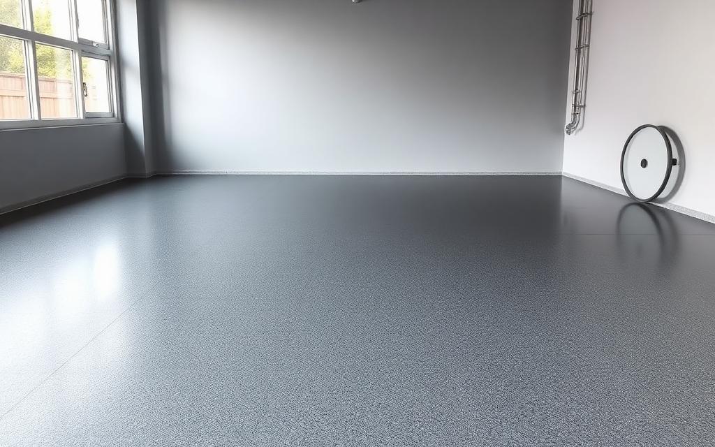 Sol de garage en résine époxy unie gris satiné